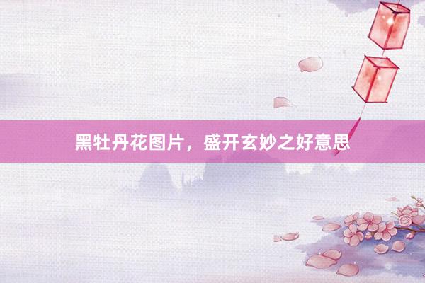 黑牡丹花图片，盛开玄妙之好意思